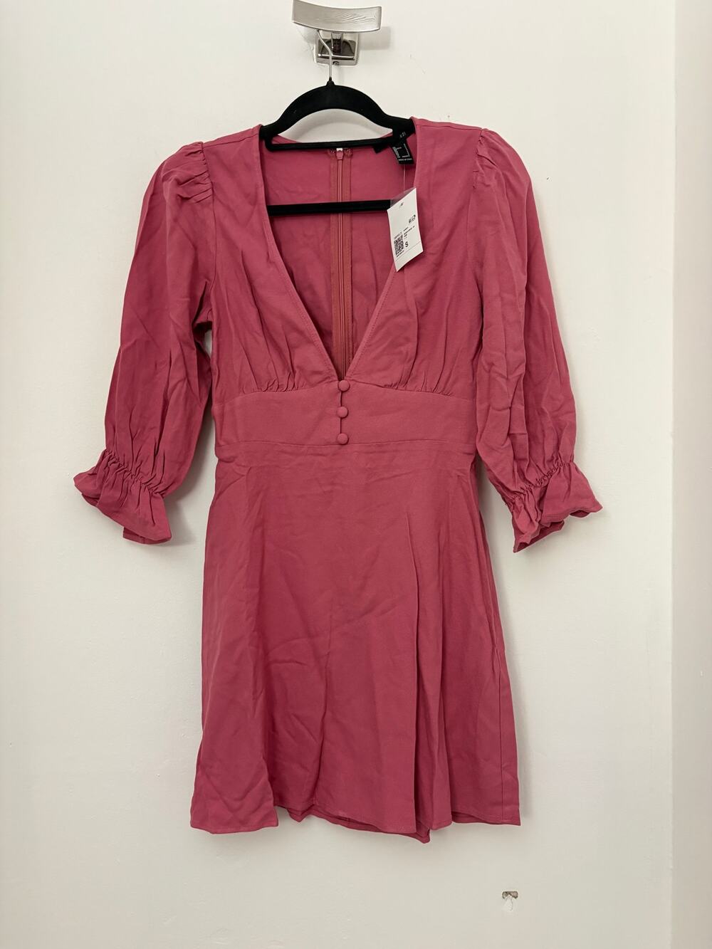 Forever 21 Pink Puff Sleeve Mini Dress Size S NWT